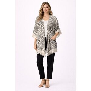 No Boundaries XXL Elephant Aztec Print Kimono Fringe Boho Cardigan